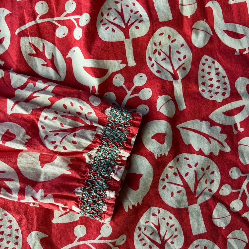 Mini Boden Bird Floral Botanical Long Sleeve Dress - Picture 2 of 9